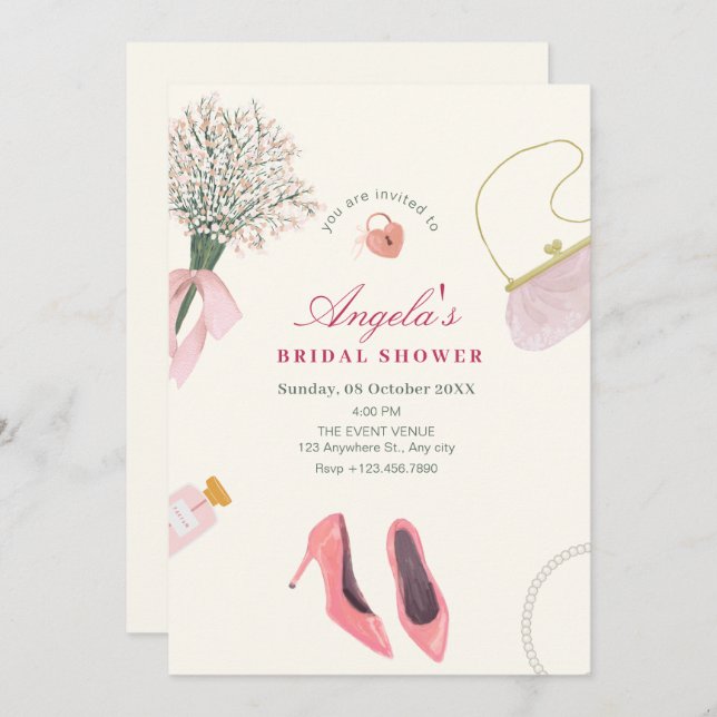 Feminine bridal shower invitation (Front/Back)
