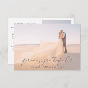 Feminine Calligraphy Full Bleed Photo Wedding Than Thank You Card