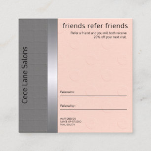 Feminine & Chic Peach & Grey Referral Card