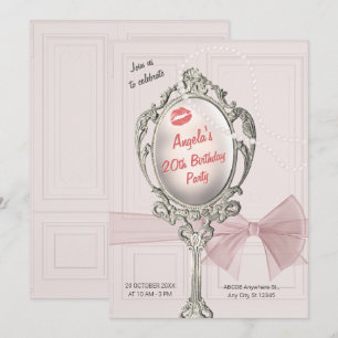 Feminine classic vintage birthday invitation