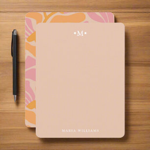Feminine Clean Pattern Abstract Flowers  Monogram  Card