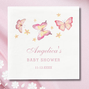 Feminine Dusty Pink Butterfly Baby Girl Shower Napkin