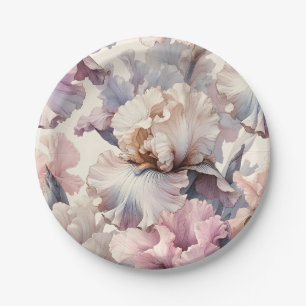 Feminine Elegant Chic Soft Blush Watercolor Floral Paper Plate