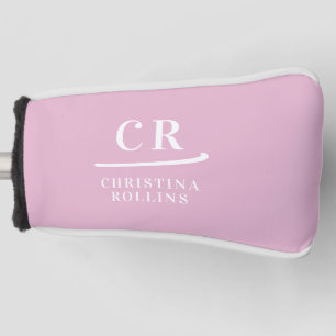 Feminine Elegant Pink Personalised Monogram Putter Golf Head Cover