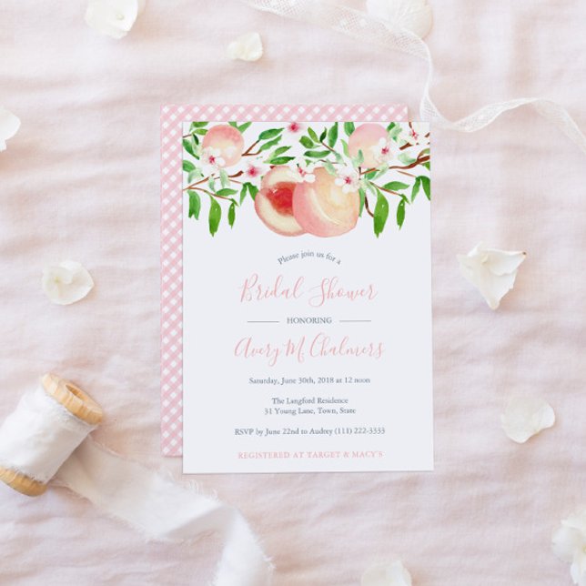 Feminine Elegant Sweet Peach Bridal or Baby Shower Invitation (Creator Uploaded)