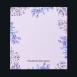 Feminine Elegant Watercolor Lilac Flowers Name Notepad<br><div class="desc">Elegant watercolor purple lilac flowers with a customizable name for a personalized notepad.</div>