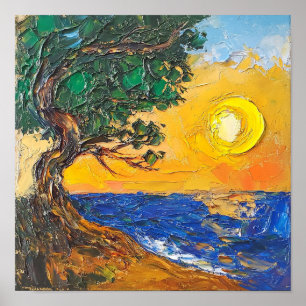 Feminine Evening Sky Wall Art Condo Decor