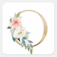 Feminine Faux Gold Foil Floral Letter O Monogram