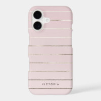 Feminine Faux Gold Foil Stripes Pattern Blush Pink