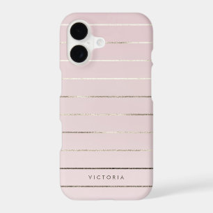 Feminine Faux Gold Foil Stripes Pattern Blush Pink