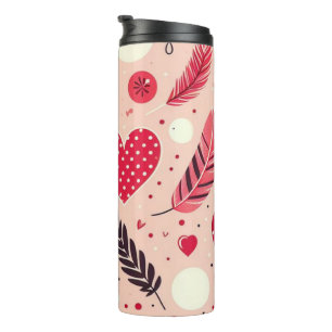 Feminine Feather and Love Design Thermal Tumbler