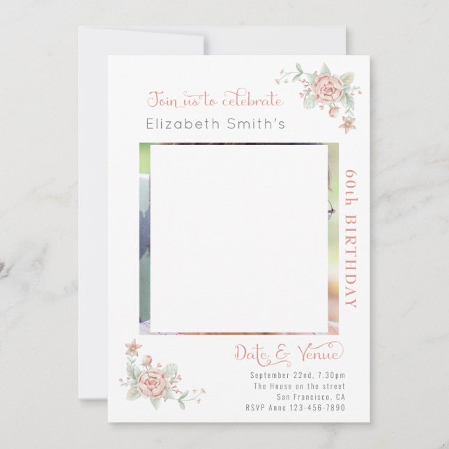 Feminine Floral Birthday Invitation (Front)