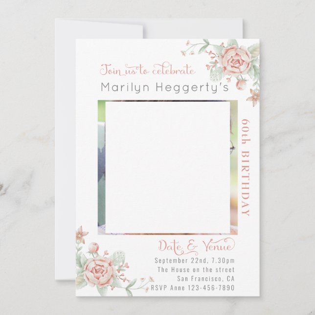Feminine Floral Birthday Invitation (Front)