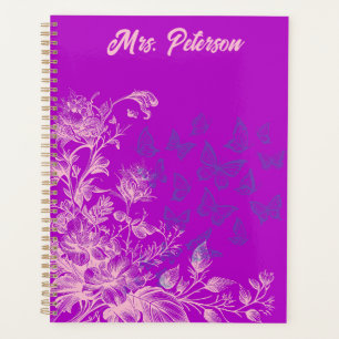 Feminine Floral Butterfly Teacher Holiday Gift Planner