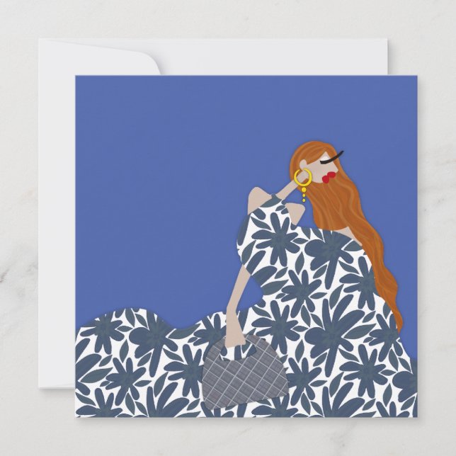 Feminine Floral Garden Party Fashion Illustration Invitation (Front)