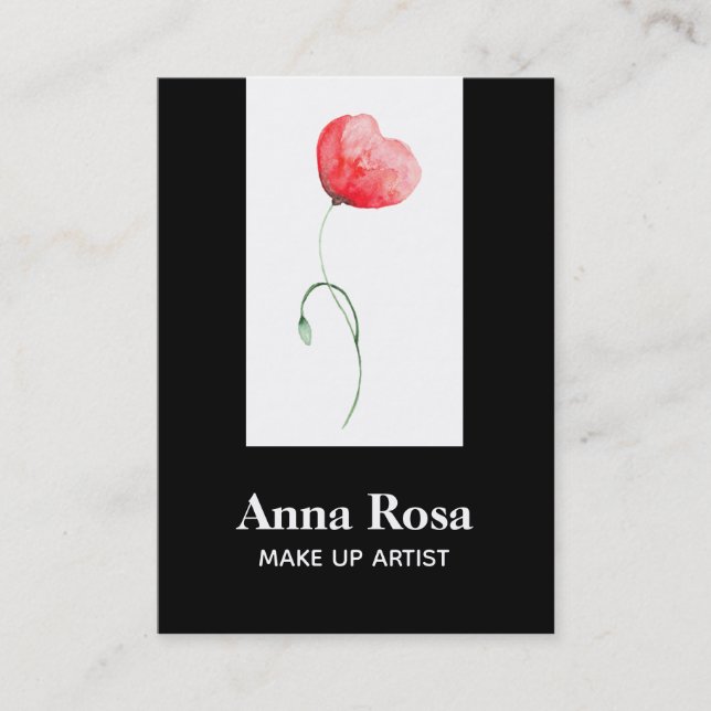 *~* Feminine Floral Modern Elegant Red Poppy Chic Business Card (Front)