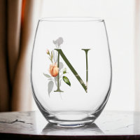 Feminine Floral Monogram Initial The Letter N