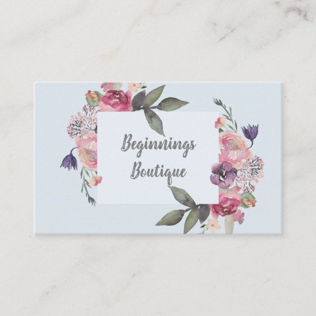 Feminine Floral Pastel Boutique Business Card (Front)