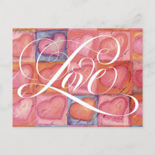 Feminine Flourished LOVE Calligraphy Lettering Holiday Postcard