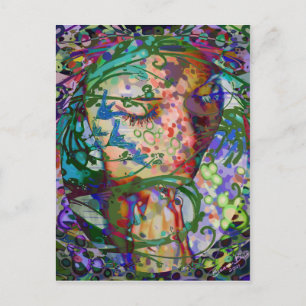 Feminine Flowers Praying Woman Flourish Postcard