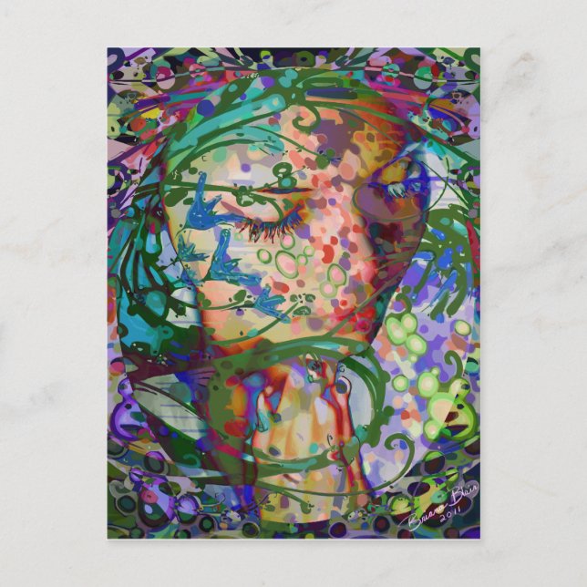 Feminine Flowers Praying Woman Flourish Postcard (Front)