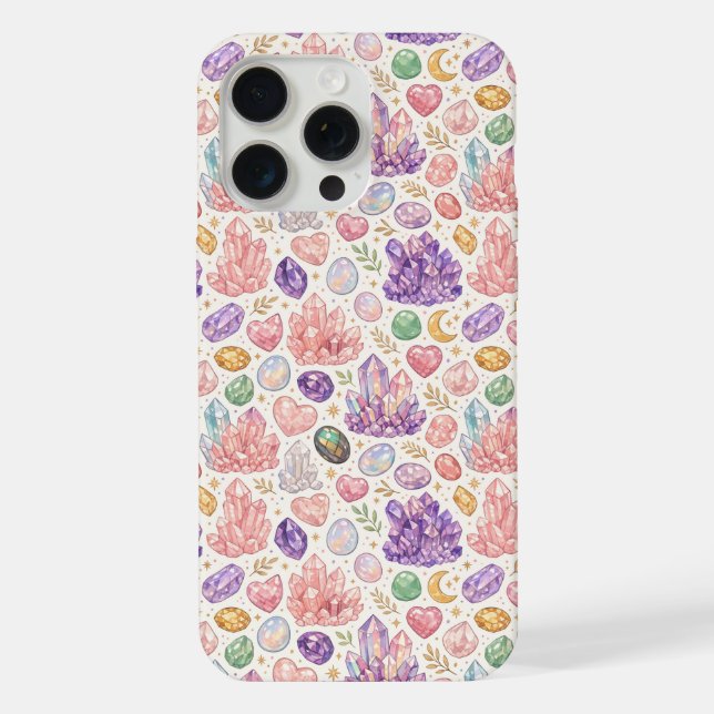 Feminine Gemstone Seamless Pattern iPhone Case (Back)