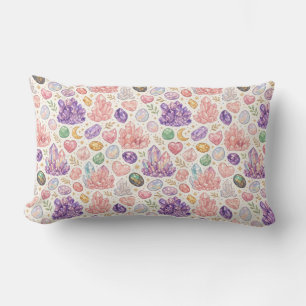 Feminine Gemstone Seamless Pattern Lumbar Cushion