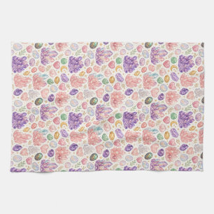 Feminine Gemstone Seamless Pattern Tea Towel