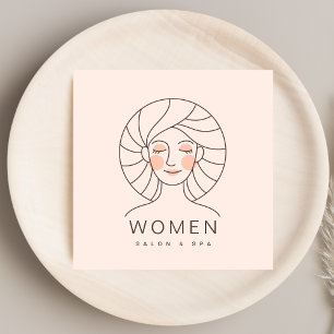 Feminine Girly Blush Pink Hair stylist Salon  Square Business Card