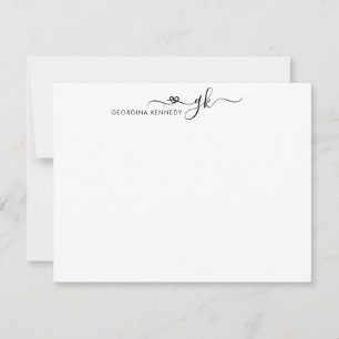 Feminine Girly Heart Script 2 Monogram Initial Card