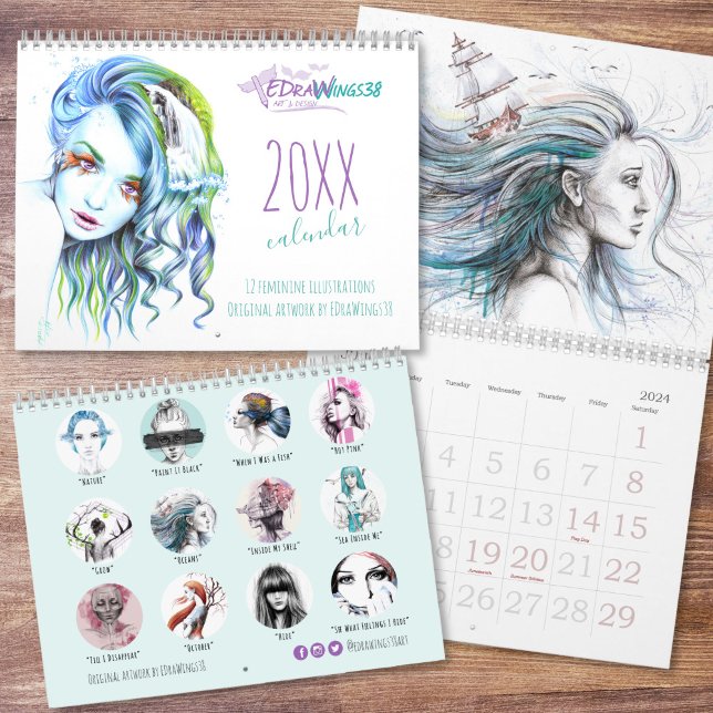 Feminine girly Original illustrations art Artist Calendar (Creator Uploaded)