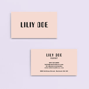 Feminine Girly Pink & Black Bold Script Font  Business Card