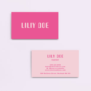 Feminine Girly Pink Typography Script Professional Business Card