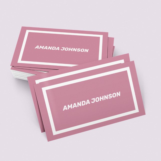 Feminine Girly Pink & White Border Typography Business Card (Creator Uploaded)