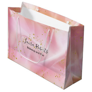 Feminine Gold and Pink Glitter Large Gift Bag