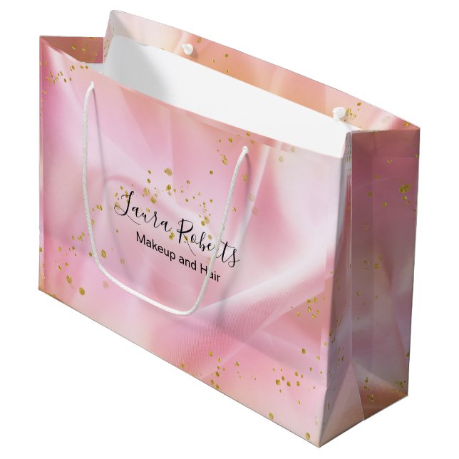 Feminine Gold and Pink Glitter  Large Gift Bag (Front Angled)