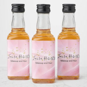 Feminine Gold and Pink Glitter  Liquor Bottle Label