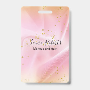 Feminine Gold and Pink Glitter Pocket  ID Badge