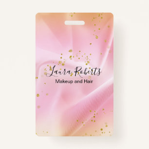 Feminine Gold and Pink Glitter Pocket ID Badge