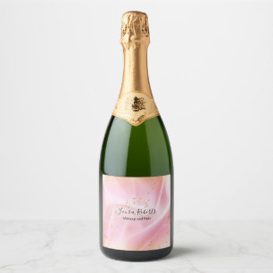 Feminine Gold and Pink Glitter Sparkling Wine Label