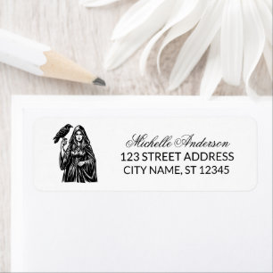 Feminine Gothic Witch and Raven Return Address