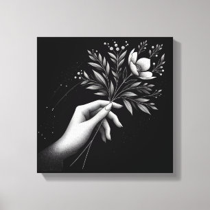 Feminine Hand with Elegant Floral Stem Canvas Print