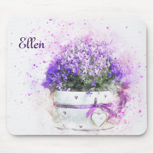 Feminine, lavender and purple flowers bouquet mouse pad