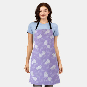 Feminine Lavender Lilac Blossom Floral Pattern Apron