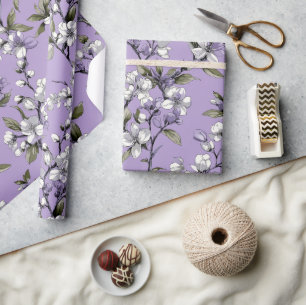 Feminine Lavender Lilac Blossom Floral Pattern Wrapping Paper