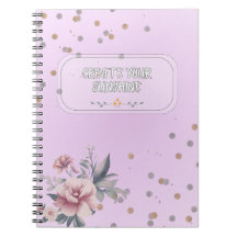 Feminine Light Purple Floral Spiral Notebook