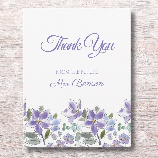 Feminine Lilac Floral Bridal Shower Thank You Card (Creator Uploaded)