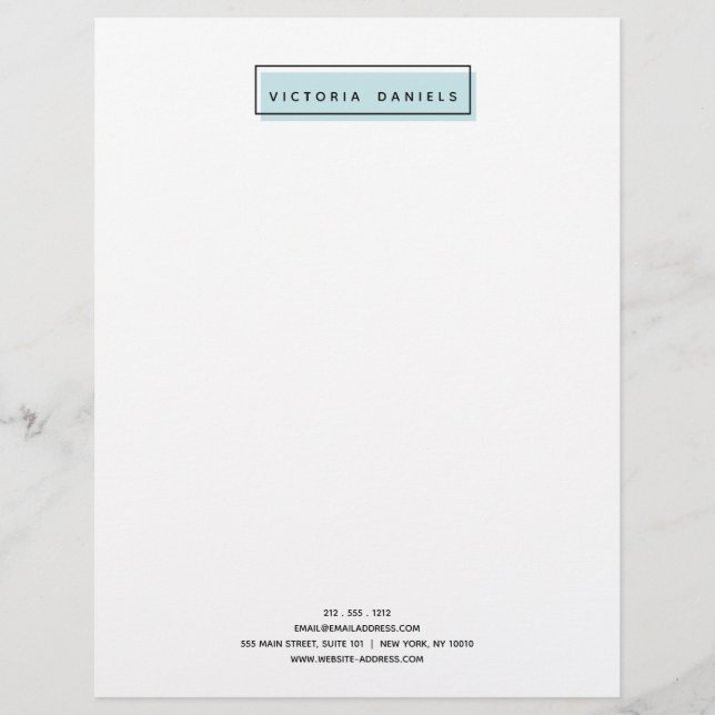 Feminine Logo | Blue | Minimal professional Custom Letterhead (Front)