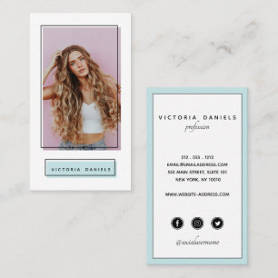 Feminine Logo Blue Photo social media Business Card