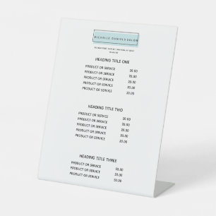 Feminine Logo   Blue  Salon Spa Price List Pedestal Sign